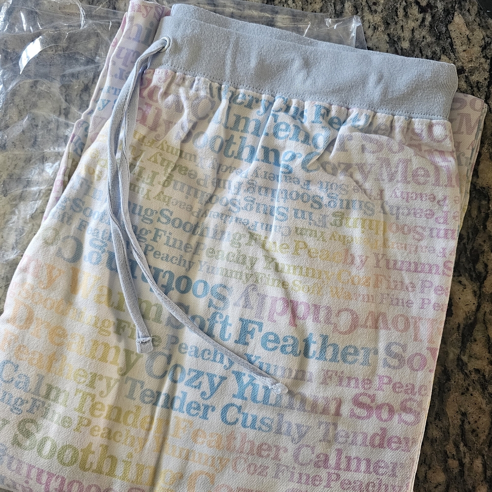 Victoria's Secret, Pastel Word-Print Pajama Pants And Slippers